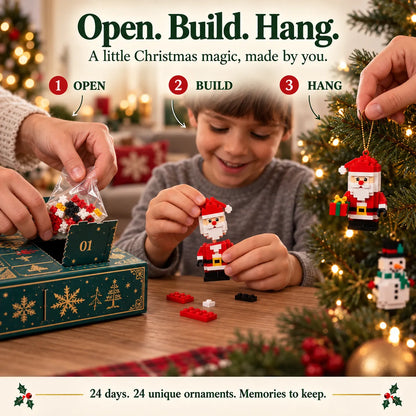 ⏳ Last Day 49% OFF – 🎄24-Day Mini Christmas Brick Ornament Advent Calendar | 24 Unique Buildable Holiday Ornaments to Create, Hang & Keep 🧱