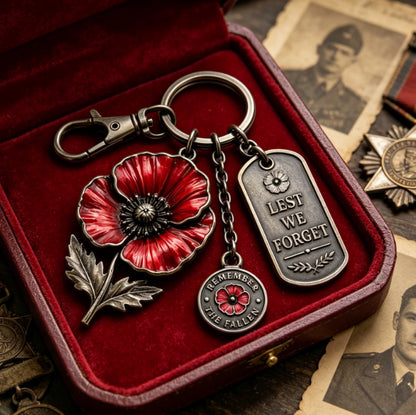 Memorial Day Poppy Remembrance Keychain