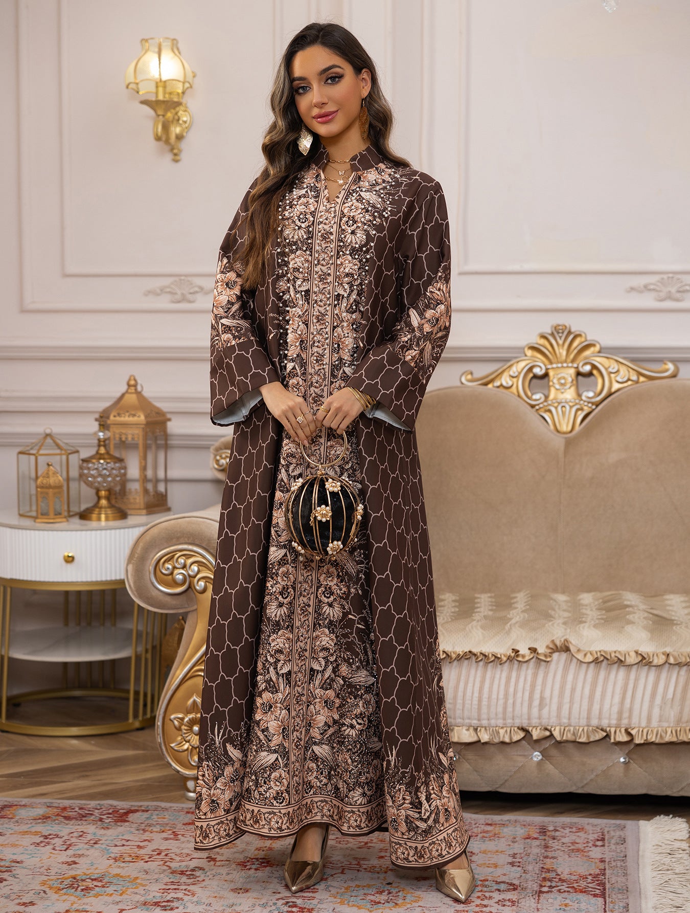 Royal Bloom Embellished Abaya Kaftan (Flash Sale 50% OFF)