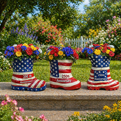 American Flag Boot Flower Pot – 250th Anniversary Edition