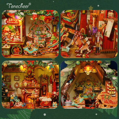 TONECHEER 3D Wooden Puzzle DIY Story Frame Kit  (Christmas Cabin)