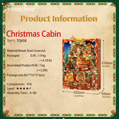 TONECHEER 3D Wooden Puzzle DIY Story Frame Kit  (Christmas Cabin)