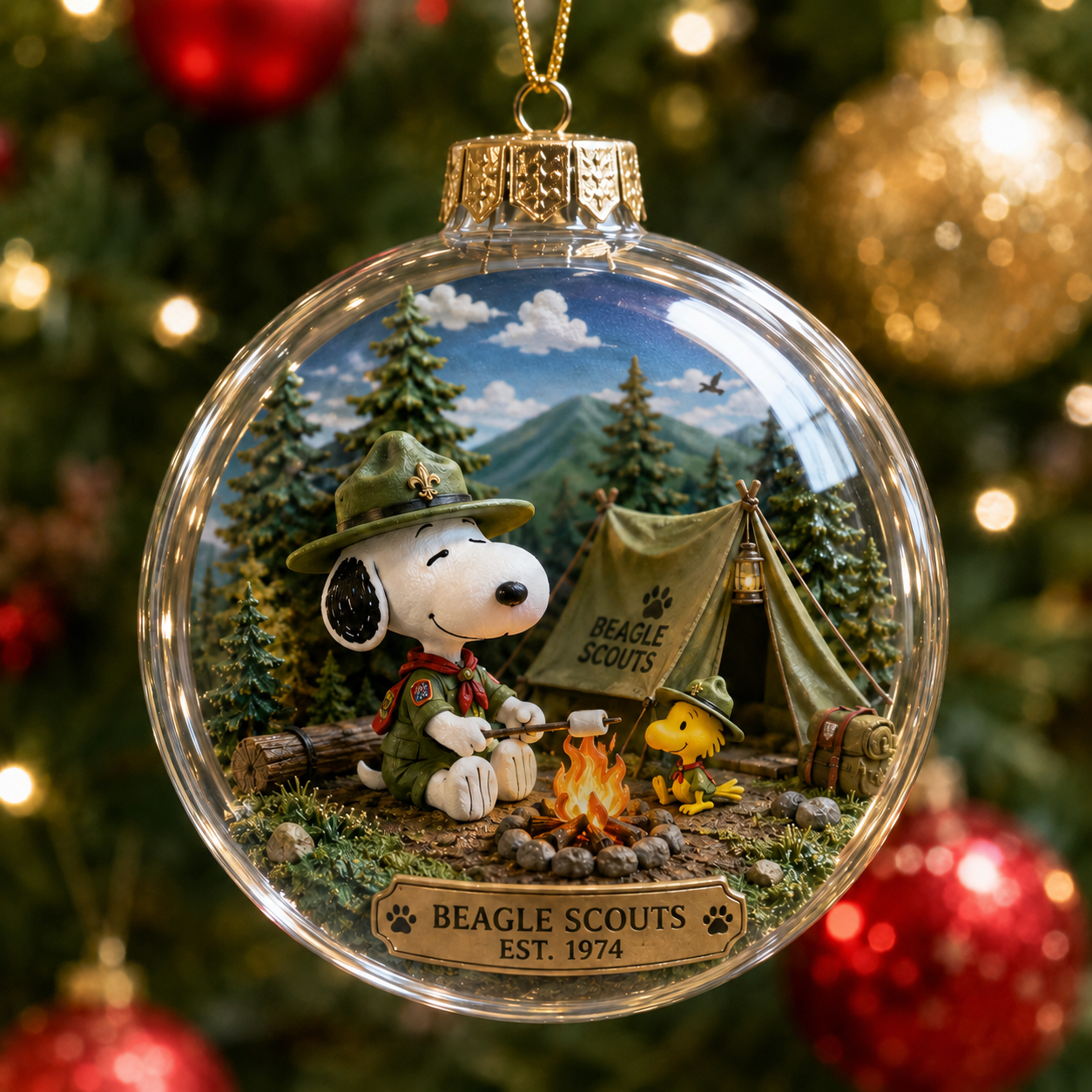 Peanuts Snoopy Beagle Scouts Est 1974 Christmas Ornament