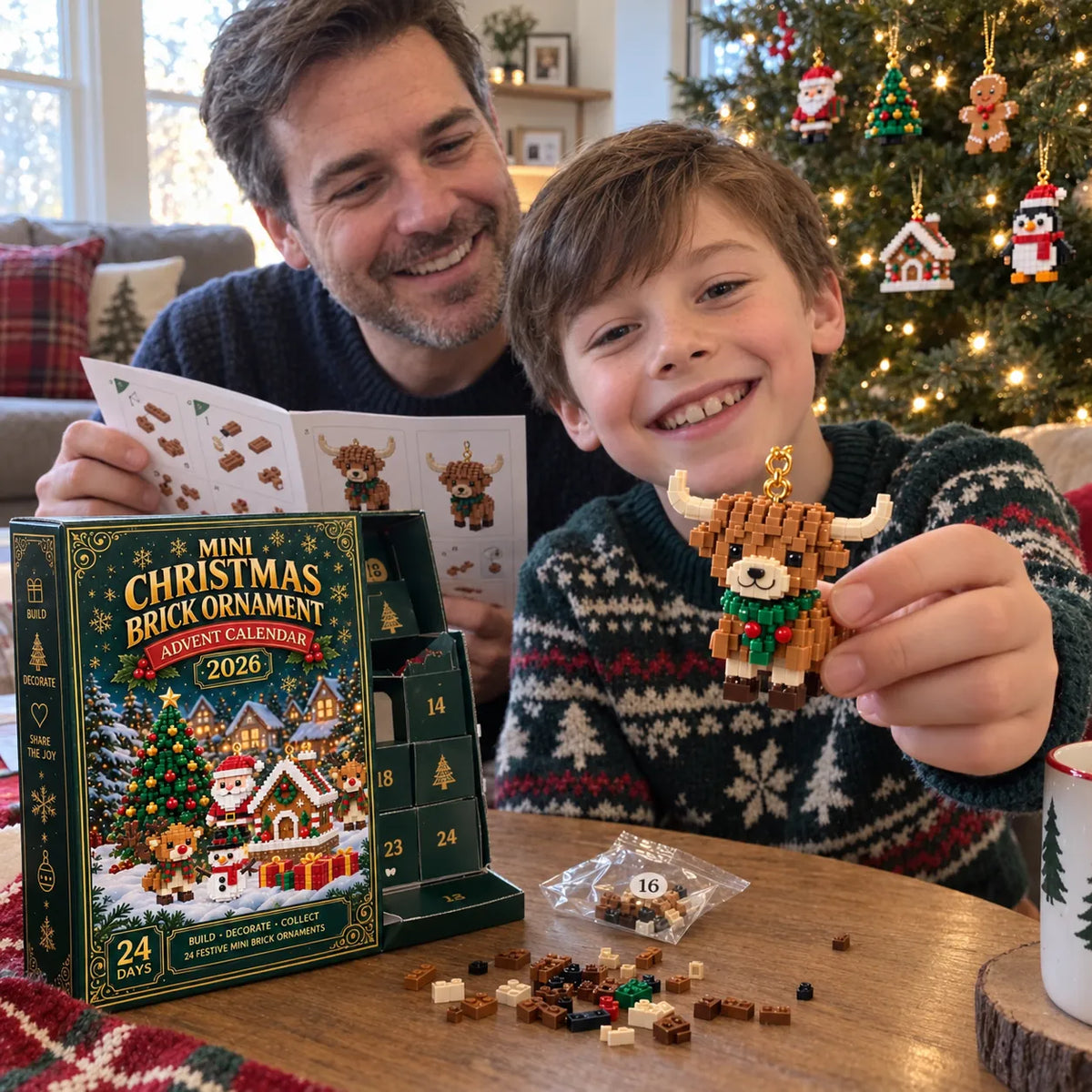 ⏳ Last Day 49% OFF – 🎄24-Day Mini Christmas Brick Ornament Advent Calendar | 24 Unique Buildable Holiday Ornaments to Create, Hang & Keep 🧱