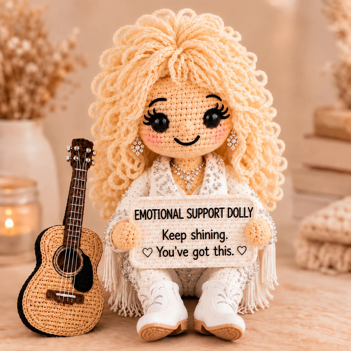🔥LAST DAY 50% OFF - 💗Handmade Crochet Emotional Support Dolls | Country‑Music‑Inspired Encouragement Keepsake Gift With Heartfelt Positive Message Cards