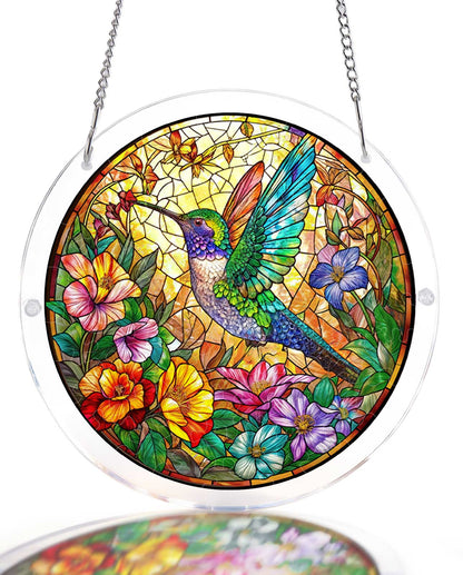 Acrylic Jigsaw Puzzle Suncatcher - Hummingbird Bloom