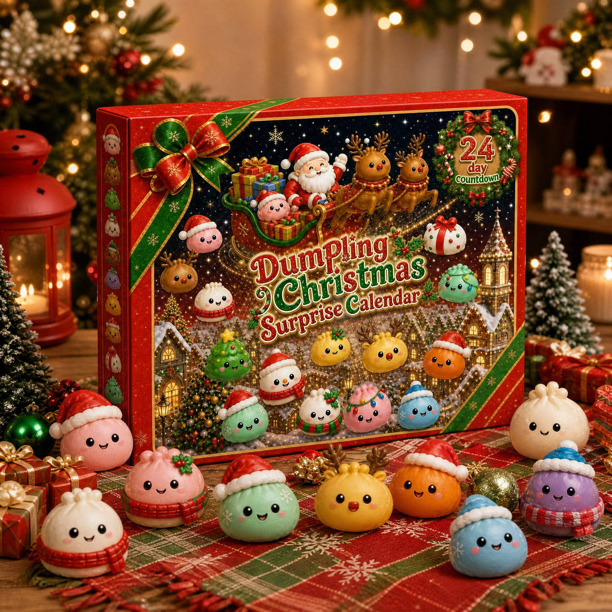 🎄Christmas Dumpling Squishy Advent Calendar🎁 24 Cute Surprise Fidget Toys