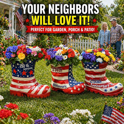 American Flag Boot Flower Pot – 250th Anniversary Edition