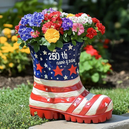 American Flag Boot Flower Pot – 250th Anniversary Edition