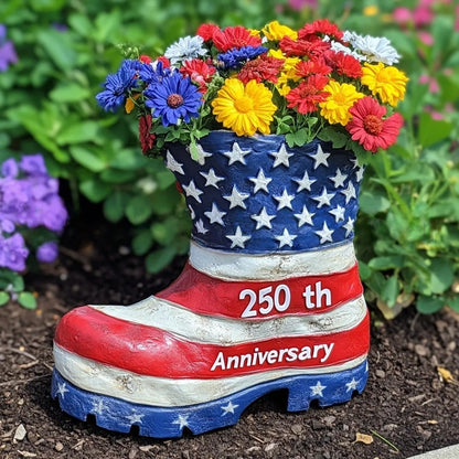 American Flag Boot Flower Pot – 250th Anniversary Edition