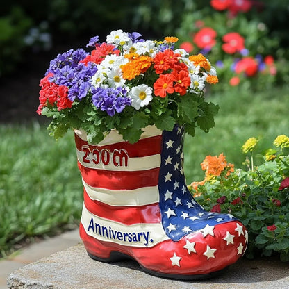 American Flag Boot Flower Pot – 250th Anniversary Edition