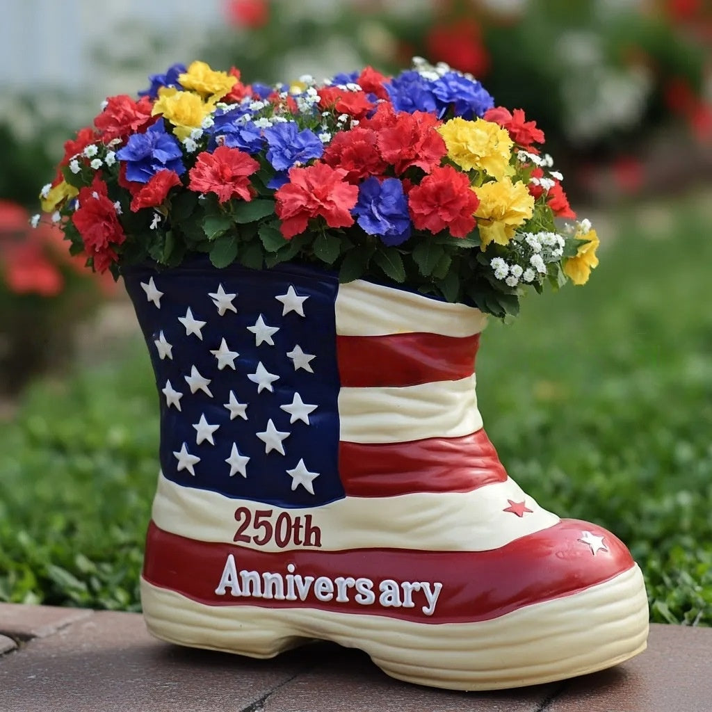American Flag Boot Flower Pot – 250th Anniversary Edition