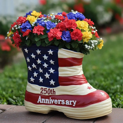 American Flag Boot Flower Pot – 250th Anniversary Edition
