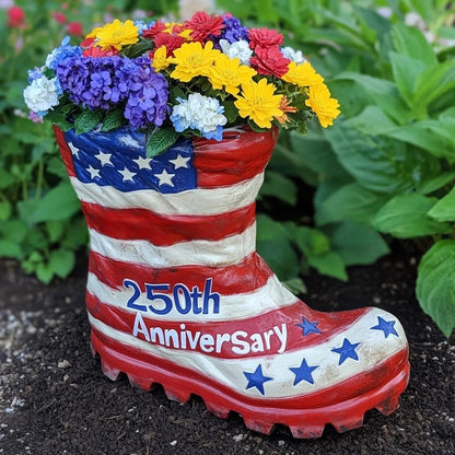 American Flag Boot Flower Pot – 250th Anniversary Edition