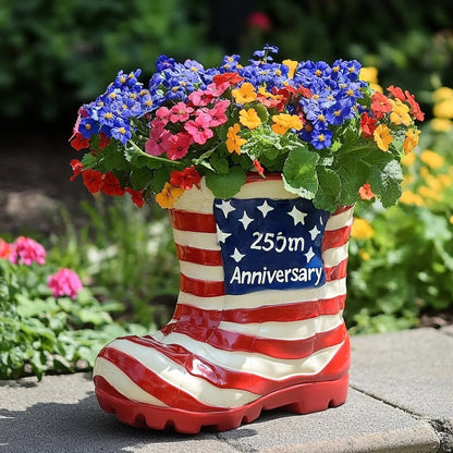 American Flag Boot Flower Pot – 250th Anniversary Edition