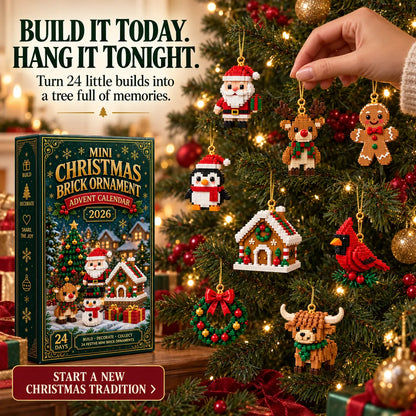 ⏳ Last Day 49% OFF – 🎄24-Day Mini Christmas Brick Ornament Advent Calendar | 24 Unique Buildable Holiday Ornaments to Create, Hang & Keep 🧱